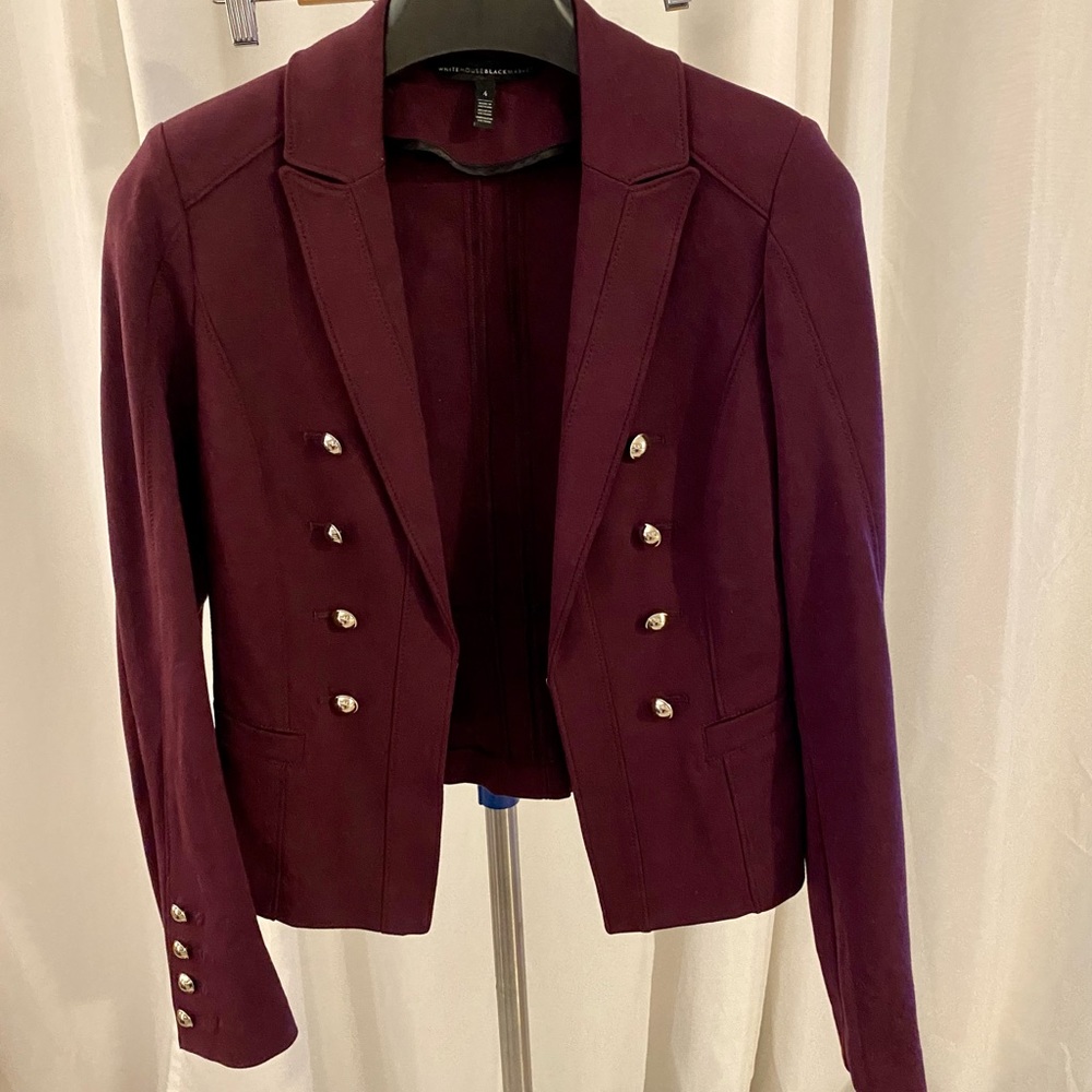 WHBM maroon jacket with gold button details, like new